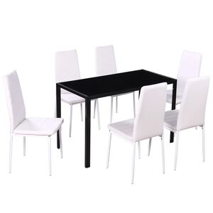 vidaXL Set da Pranzo 7 pz Nero e Bianco