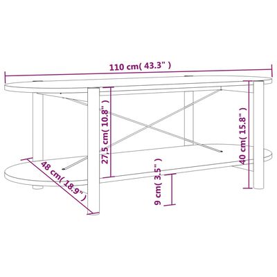 vidaXL Tavolino da Salotto Nero 110x48x40 cm in Legno Multistrato