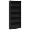 vidaXL Libreria Nera 80x24x176 cm in Legno Multistrato