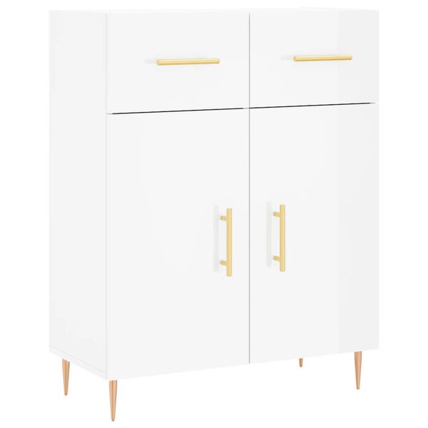 vidaXL Credenza 69,5x34x90 cm in Legno Multistrato Bianco Lucido