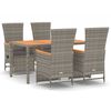vidaXL Set da Pranzo da Giardino 5 pz con Cuscini in Polyrattan Grigio