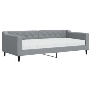vidaXL Divano Letto con Materasso Grigio Chiaro 90x200 cm in Tessuto