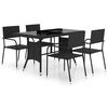 vidaXL Set Mobili da Pranzo per Giardino 5 pz in Polyrattan Nero