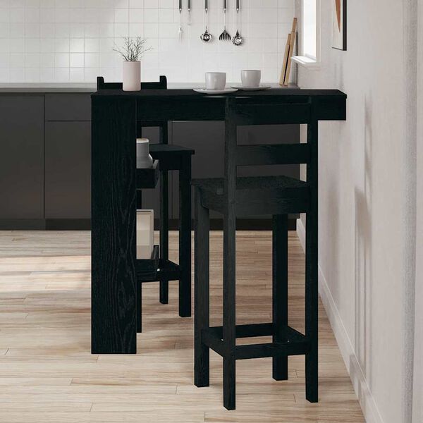 vidaXL Tavolo Bar da Parete Rovere Nero 102 x 45 x 103,5 cm