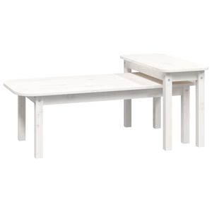 vidaXL Set Tavolini da Salotto 2 pz Bianco in Legno Massello di Pino