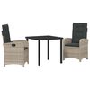 vidaXL Set da Pranzo per Giardino 3 pcs Grigio chiaro polyrattan