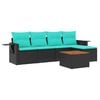 vidaXL Set Divani da Giardino 6 pz con Cuscini Nero in Polyrattan