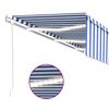 vidaXL Tenda Automatica Parasole Sensore Vento LED 6x3m Blu Bianca