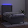vidaXL Letto a Molle Materasso e LED Grigio Chiaro 100x200 cm Velluto