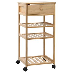 vidaXL Carrello da Cucina con Ruote Naturale 37 x 36 x 80 cm Bamb&ugrave;