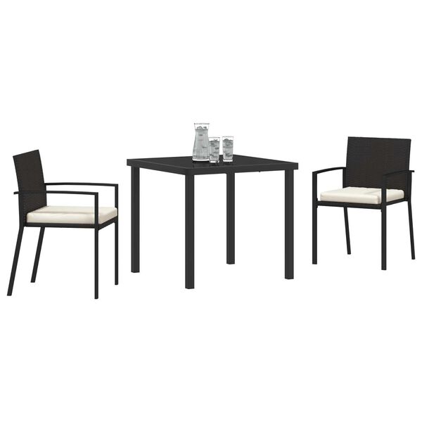 vidaXL Set da Pranzo per Giardino 3 pcs Nero