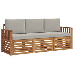 vidaXL Set divani 3 pz Grigio Naturale e Chiaro