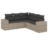 vidaXL Set Divano da Giardino 5pz con Cuscini Grigio Chiaro Polyrattan