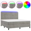 vidaXL Letto a Molle Materasso e LED Grigio Chiaro 160x200 cm Velluto