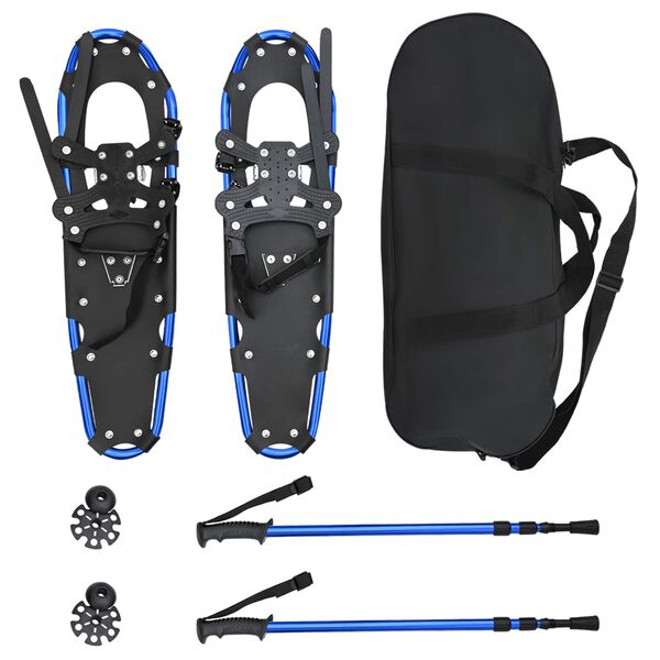 vidaXL Racchette da neve 3 in 1 con bastoni da trekking Blu e Nero