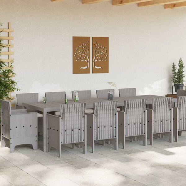 vidaXL Set da Pranzo per Giardino con cuscino 13 pcs Grigio chiaro