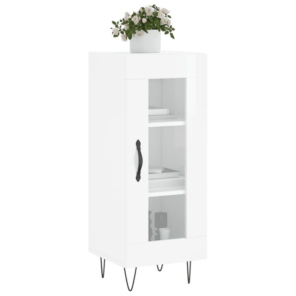 vidaXL Credenza Bianco Lucido 34,5x34x90 cm in Legno Multistrato