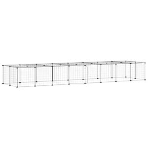 vidaXL Gabbia per Animali 36 Pannelli con Porta Nera 280x70x35 cm Acciaio