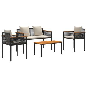 vidaXL Set di Mobili da Esterno Nero e Bianco Crema polyrattan