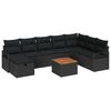 vidaXL Set Divano da Giardino con cuscino 9 pcs Nero Poly Rattan