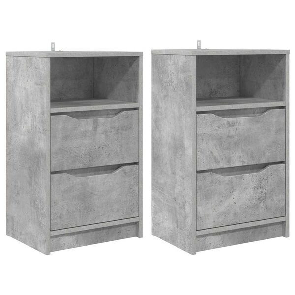 vidaXL Comodini con cassetto 2 pcs Grigio cemento 40 x 30 x 467 cm