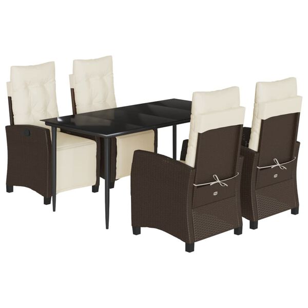 vidaXL Set da Pranzo da Giardino 5pz con Cuscini in Polyrattan Marrone