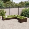 vidaXL Set Divani da Giardino 10pz con Cuscini in Polyrattan Marrone