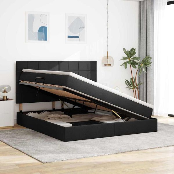 vidaXL Letto con Contenitore Nero 180 x 200 cm Pelle Sintetica