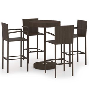 vidaXL Set da Bar da Giardino 5 pz in Polyrattan Marrone