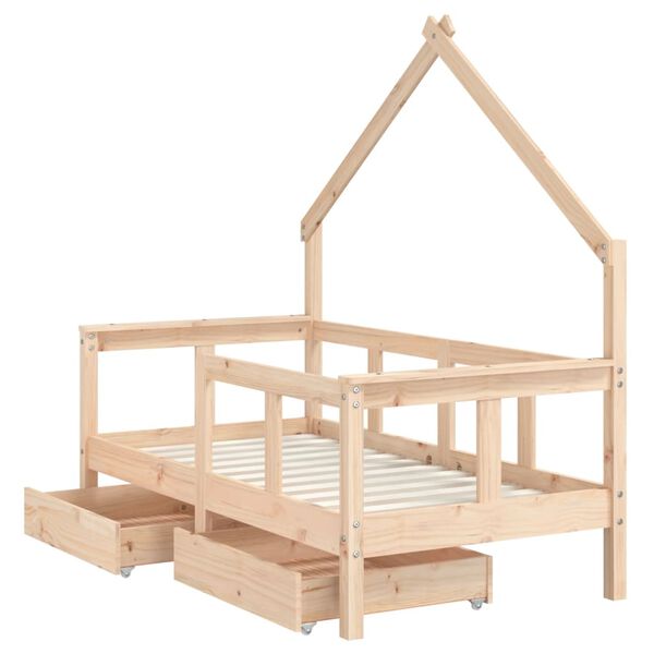 vidaXL Giroletto Bambini con Cassetti 70x140 cm Legno Massello di Pino
