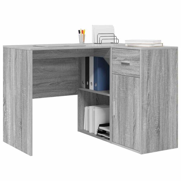 vidaXL Scrivania ad angolo con cassetto Grigio Sonoma 102 x 88 x 75 cm