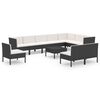 vidaXL Set Divani da Giardino 11 pz con Cuscini in Polyrattan Nero