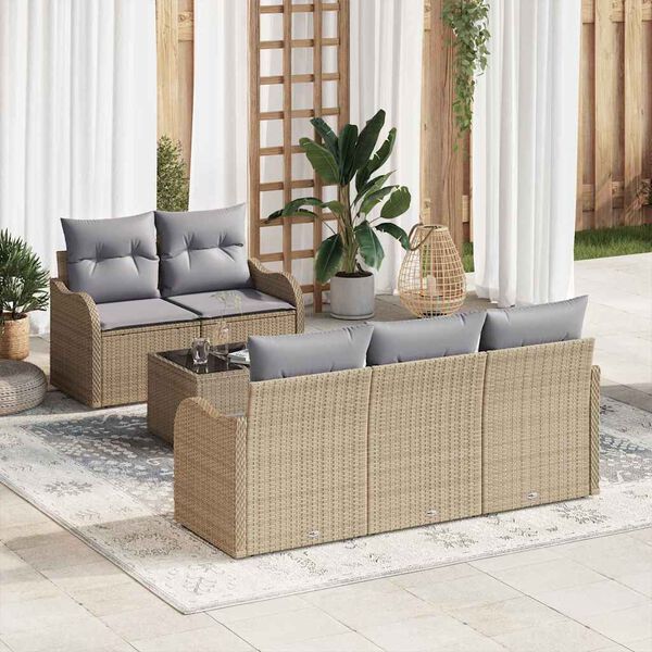 vidaXL Set Divano da Giardino con cuscino 6 pcs Beige e grigio