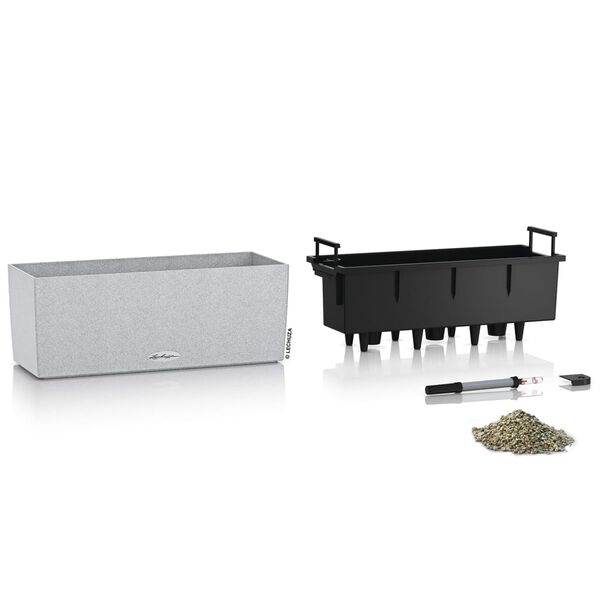 LECHUZA Fioriera BALCONERA Stone 50 ALL-IN-ONE Quarzo Bianco