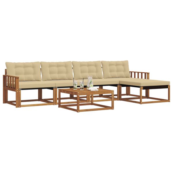 vidaXL Set di divani da esterno con cuscino 6 pcs Naturale e Beige