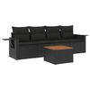 vidaXL Set Divani da Giardino 5 pz con Cuscini in Polyrattan Nero