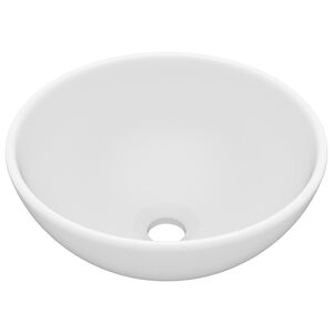 vidaXL Lavandino Lusso Rotondo Bianco Opaco 32,5x14 cm in Ceramica