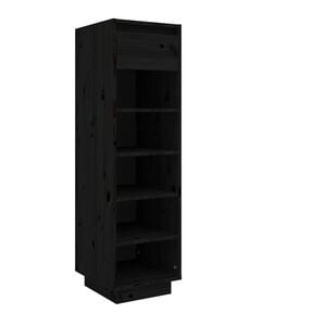 vidaXL Scarpiera Nera 30x34x105 cm in Legno Massello di Pino