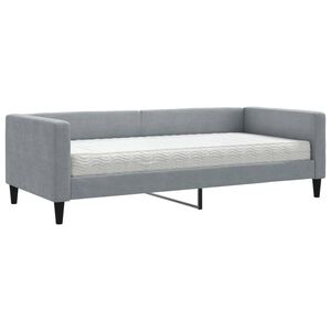 vidaXL Divano Letto con Materasso Grigio Chiaro 90x200 cm in Tessuto