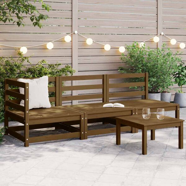 vidaXL Set Salotto da Giardino 3 pz Ambrato in Legno Massello di Pino
