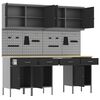 vidaXL Mobile da lavoro 10 pcs Nero Legno ingegnerizzato e acciaio