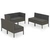 vidaXL Set Divani da Giardino 6 pz con Cuscini in Polyrattan Grigio