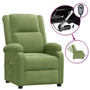 vidaXL Poltrona Massaggiante Elettrica Verde Chiaro in Velluto