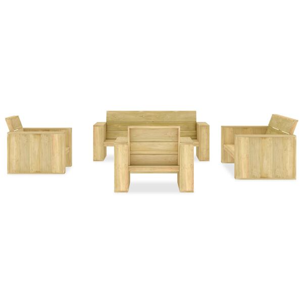 vidaXL Set Divani da Giardino 5 pz in Legno di Pino Impregnato