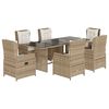 vidaXL Set da Pranzo da Giardino 7 pz con Cuscini Beige in Polyrattan