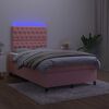 vidaXL Letto a Molle con Materasso e LED Rosa 120x200 cm in Velluto