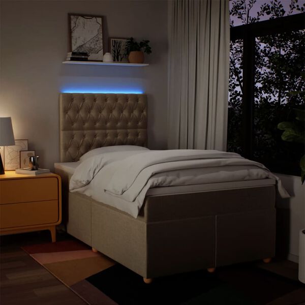 vidaXL Giroletto a Molle con Materasso Crema 120x200 cm in Tessuto