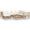 vidaXL Set Salotto da Giardino 8pz con Cuscini Bianco Crema in Bamb&ugrave;