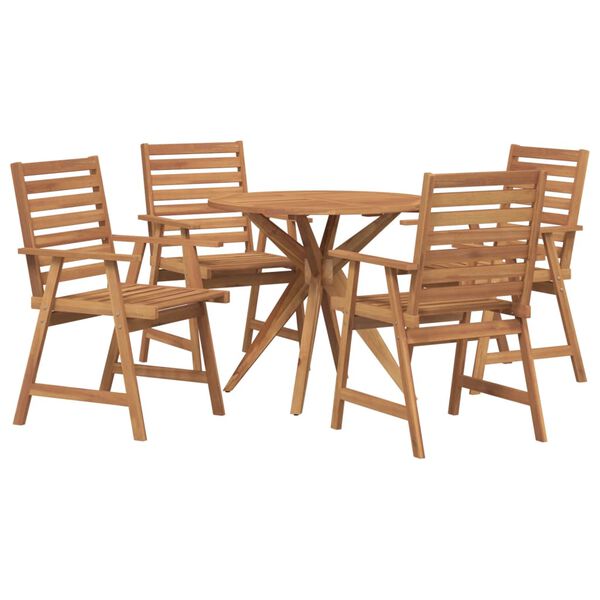 vidaXL Set da Pranzo per Giardino 5 pz in Legno Massello di Acacia