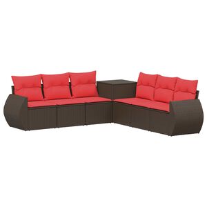 vidaXL Set di divani 7 pz Marrone e Rosso Rattan sintetico e Acciaio